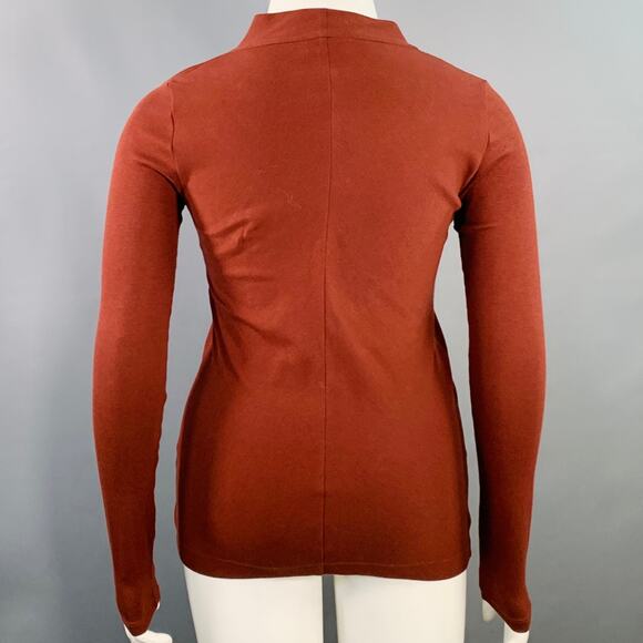 BRUNELLO CUCINELLI Size L Red Burgundy Cotton Blend Ribbed Cowl Neck Pullover - Picture 3 of 5